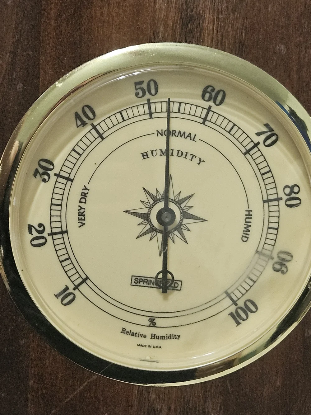 Brown Wood Wall Weather Station with Cream Dials